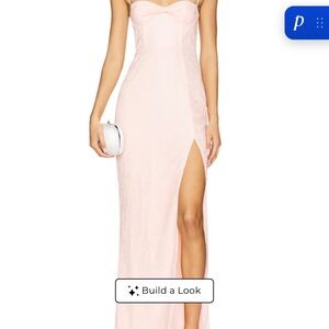 REVOLVE Blush Pink Lace Maxi Dress with Slit